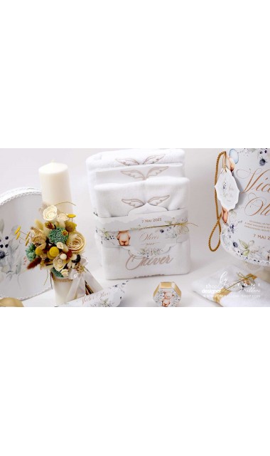 Trusou botez cu ursuleti si motive florale eucalipt Teddy Bear Nude 15
